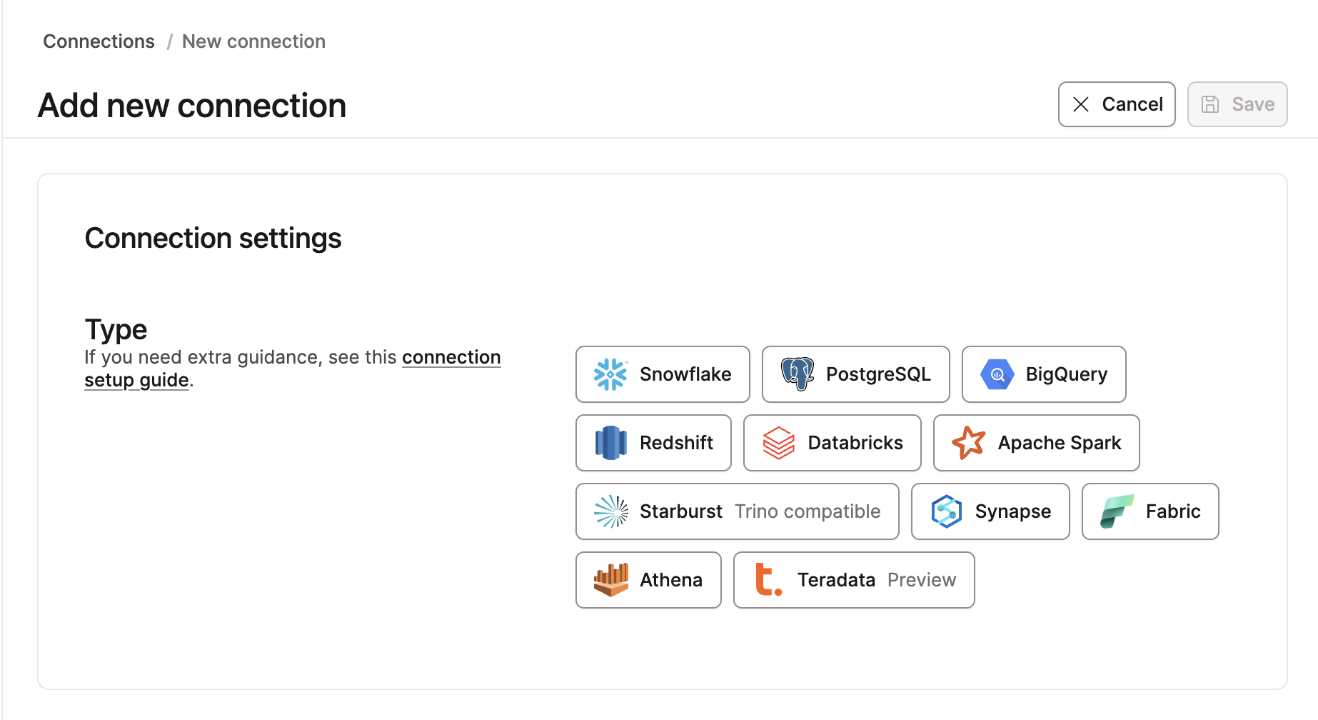 Choose a connection Choose a connection